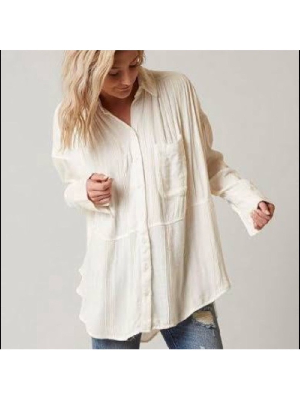 Free People Cozy Nights Down Womanโs Button Up
